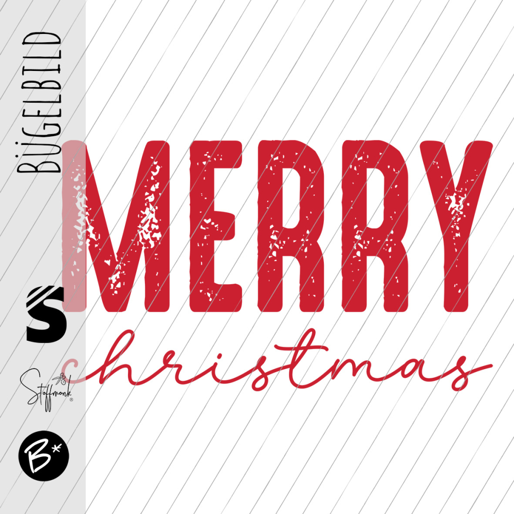 Bügelbild -  " MERRY Christmas - rot "