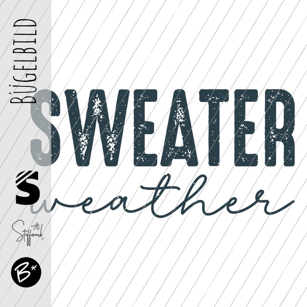 Bügelbild -  " SWEATER weather #blau Konfetti "