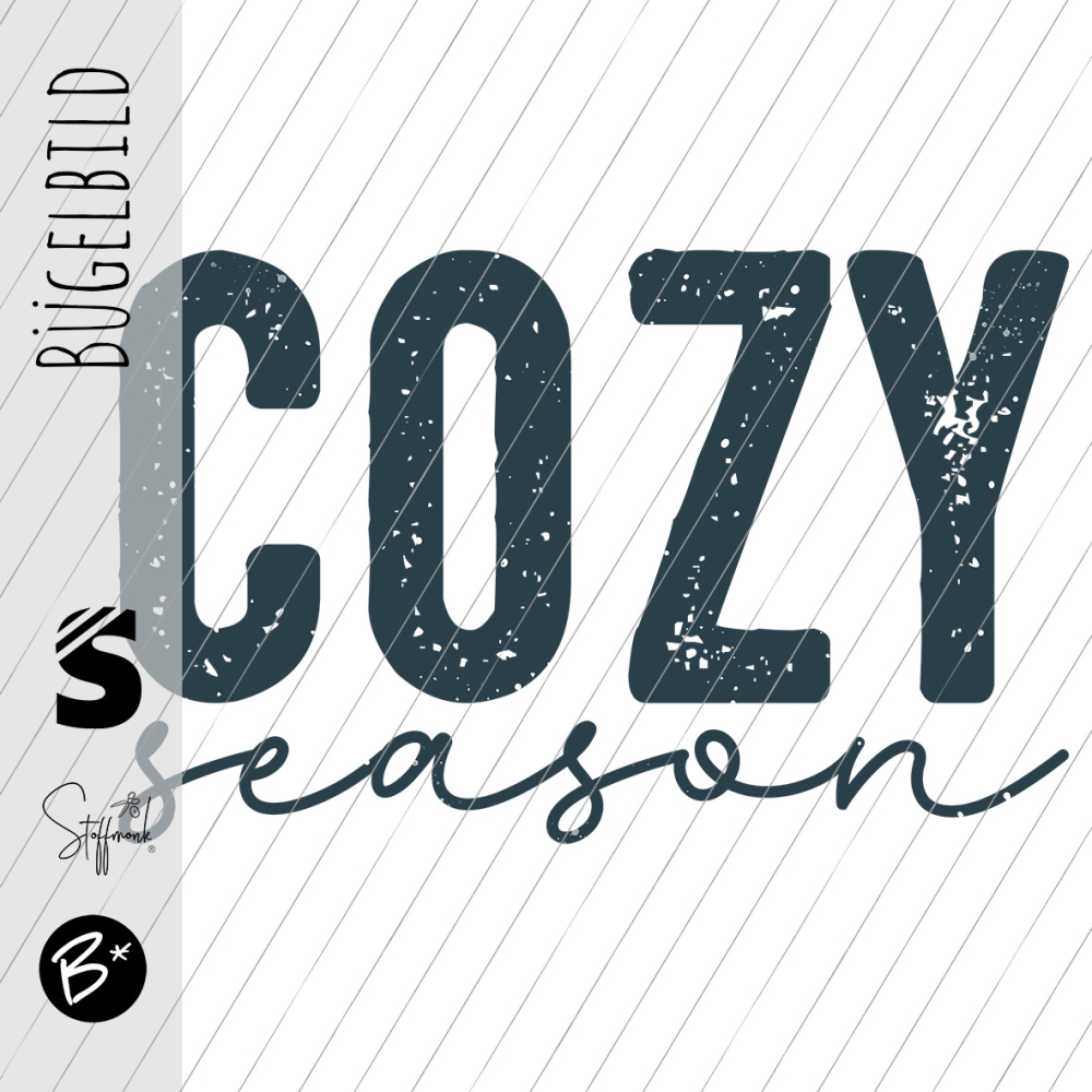Bügelbild -  " COZY season #blau Konfetti "