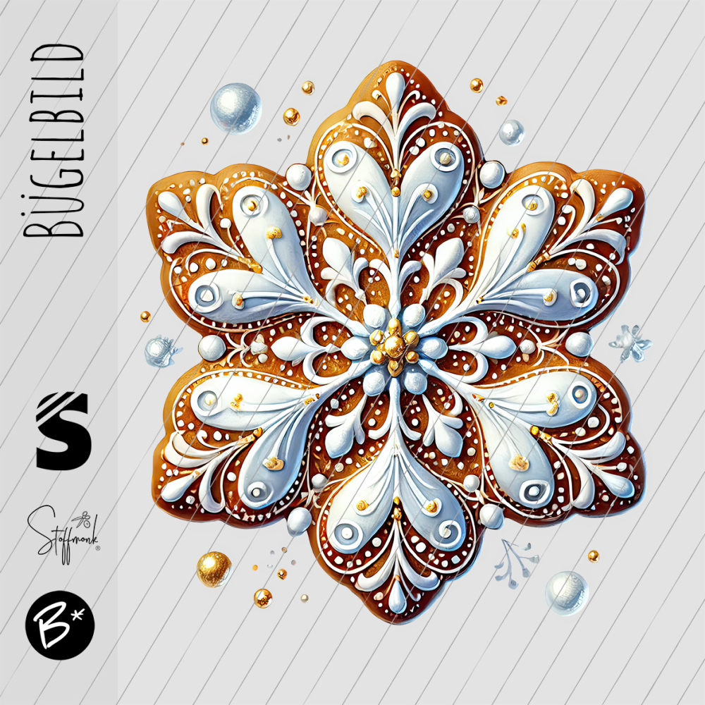 Bügelbild -  " Lebkuchen  SCHNEEFLOCKE "