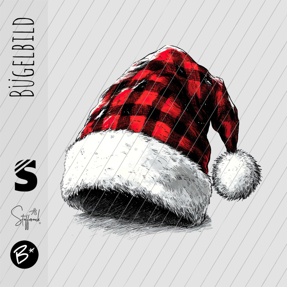 Bügelbild -  " Weihnachtsmütze Karos "