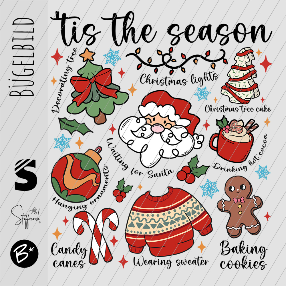 Bügelbild -  " Doodle Christmas - this the season.. "