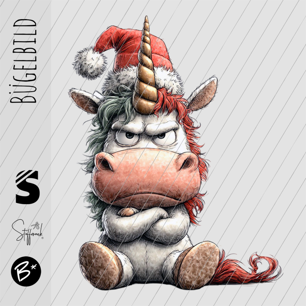 Bügelbild -  " Angry EINHORN "