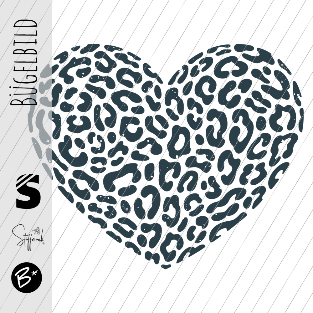 Bügelbild -  " Herz - Leo Konfetti # blau "