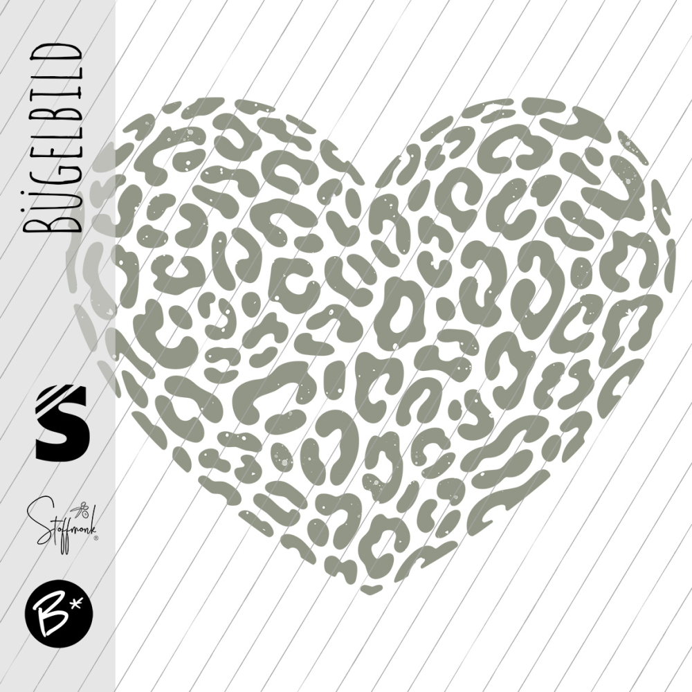 Bügelbild -  " Herz - Leo Konfetti # oliv "