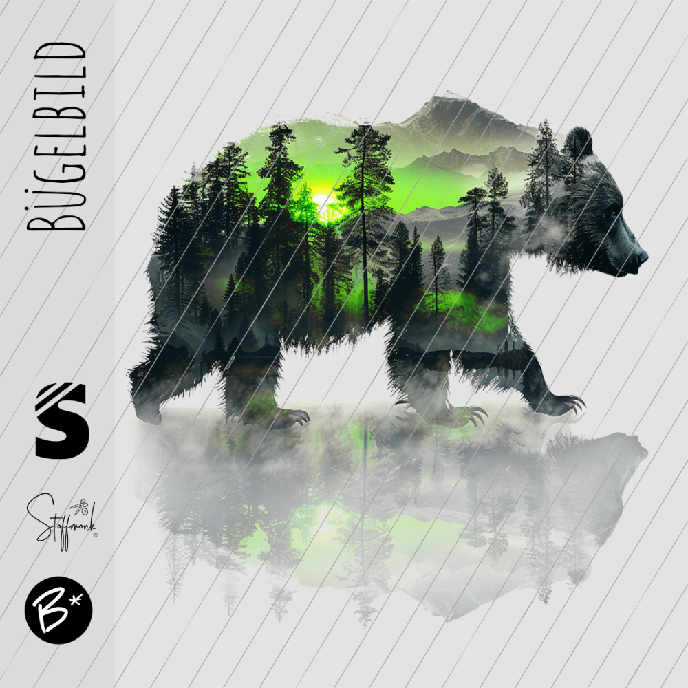 Bügelbild -  " Wood Bear " - Grün