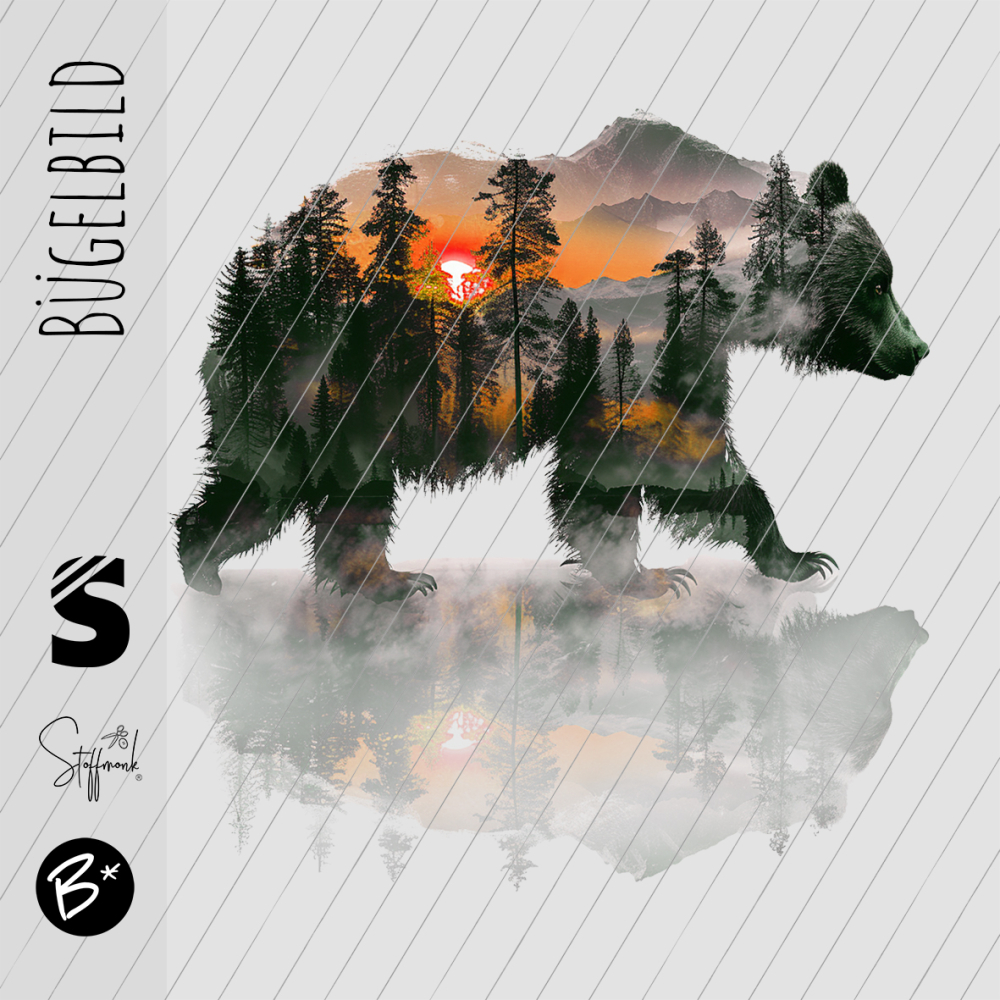 Bügelbild -  " Wood Bear " - Orange