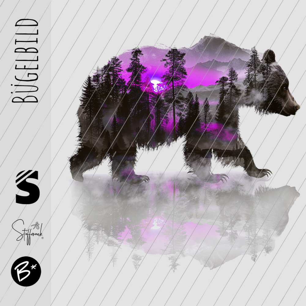 Bügelbild -  " Wood Bear " - Pink