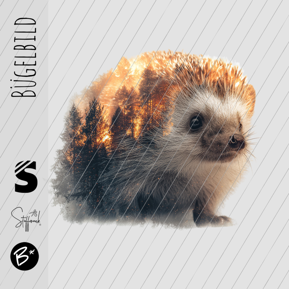 Bügelbild -  " Wood Igel " - Orange