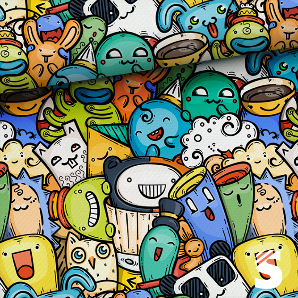 Doodle Monster    -  French Terry  (Reaktivdruck)