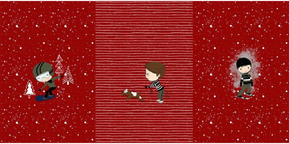 3er Panel Winterland - ROT - French Terry