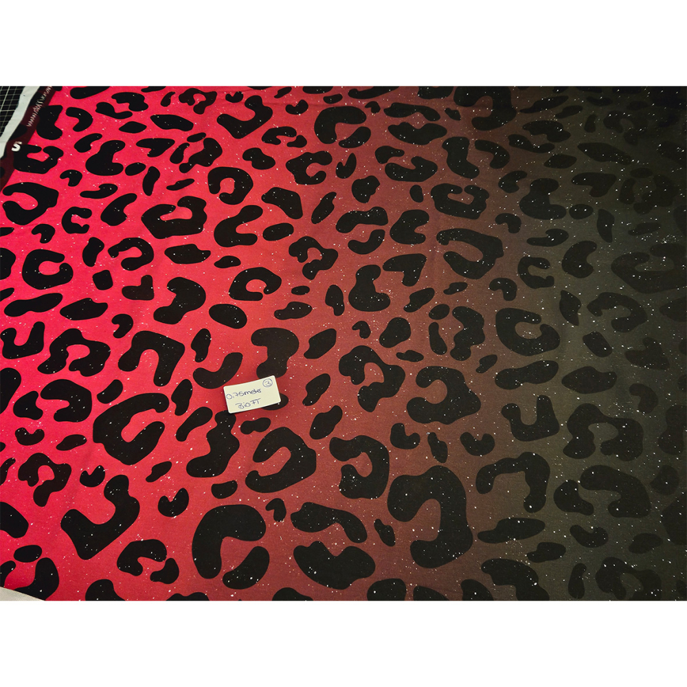 HS#69 - B-Ware 0,75 Meter Leoverlauf pink/dunkelgrau - Bio French Terry - statt 17,18 € -- NUR 12 €