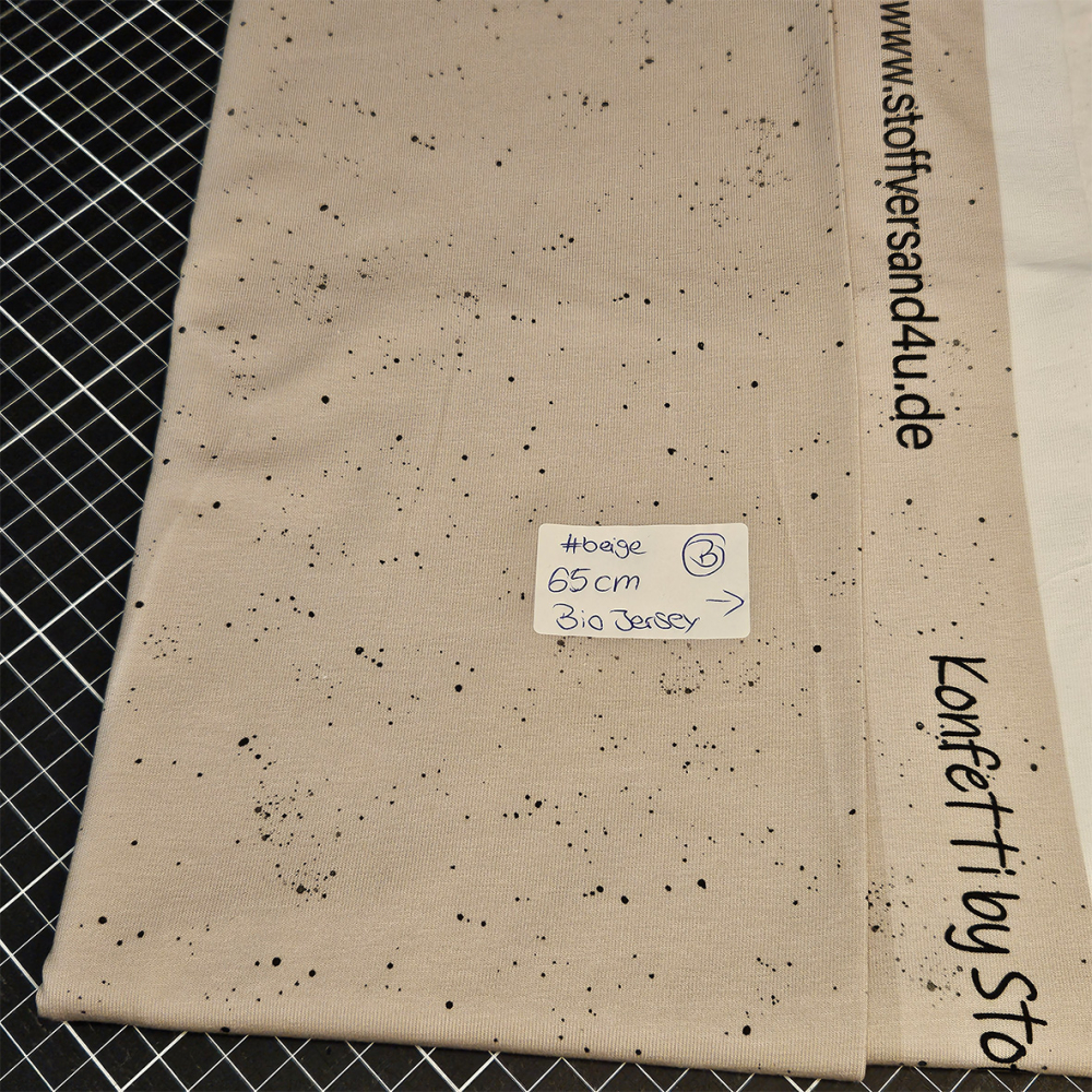 HS#75 - B-Ware 0,65 Meter Konfetti #beige - Bio Jersey - statt 14,90€ -- NUR 10,40 €