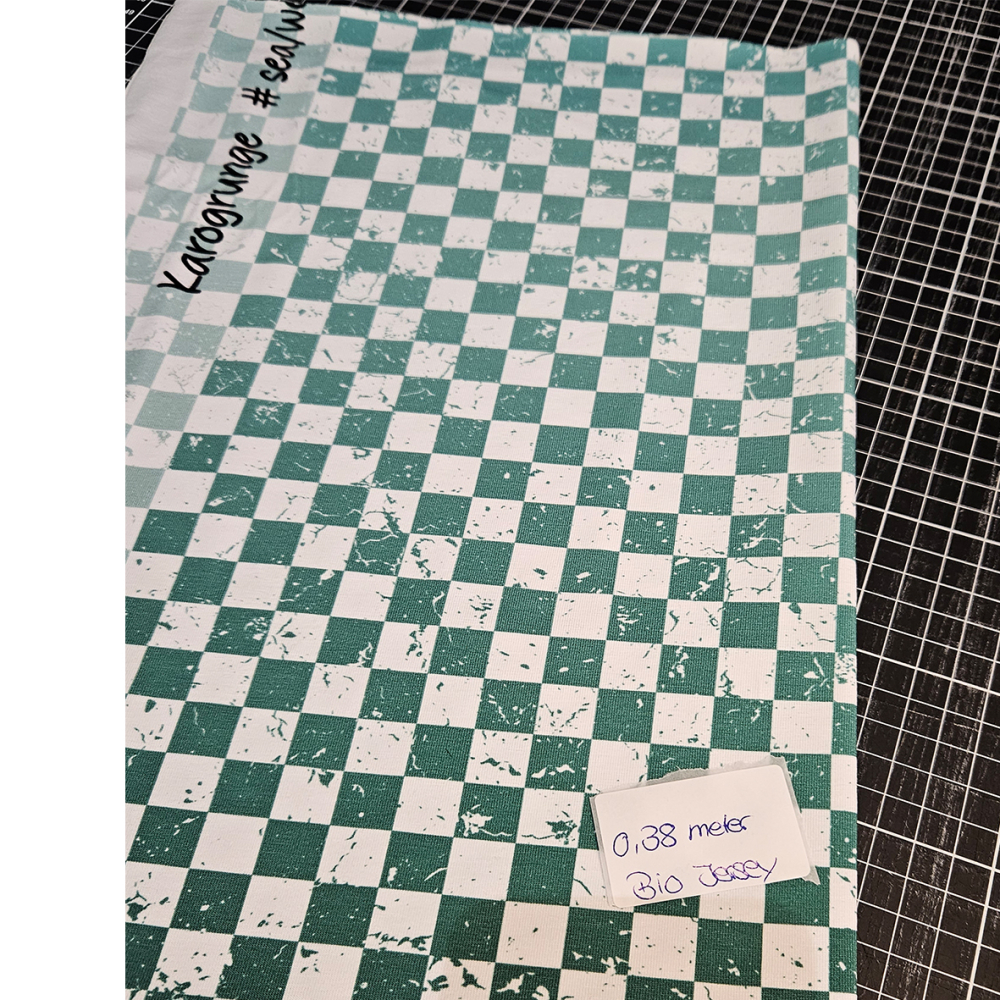 HS#8 - 0,35 Meter - Karogrunge #sea/weiss - Bio Jersey - statt 8,10€ -- NUR 5,60 €