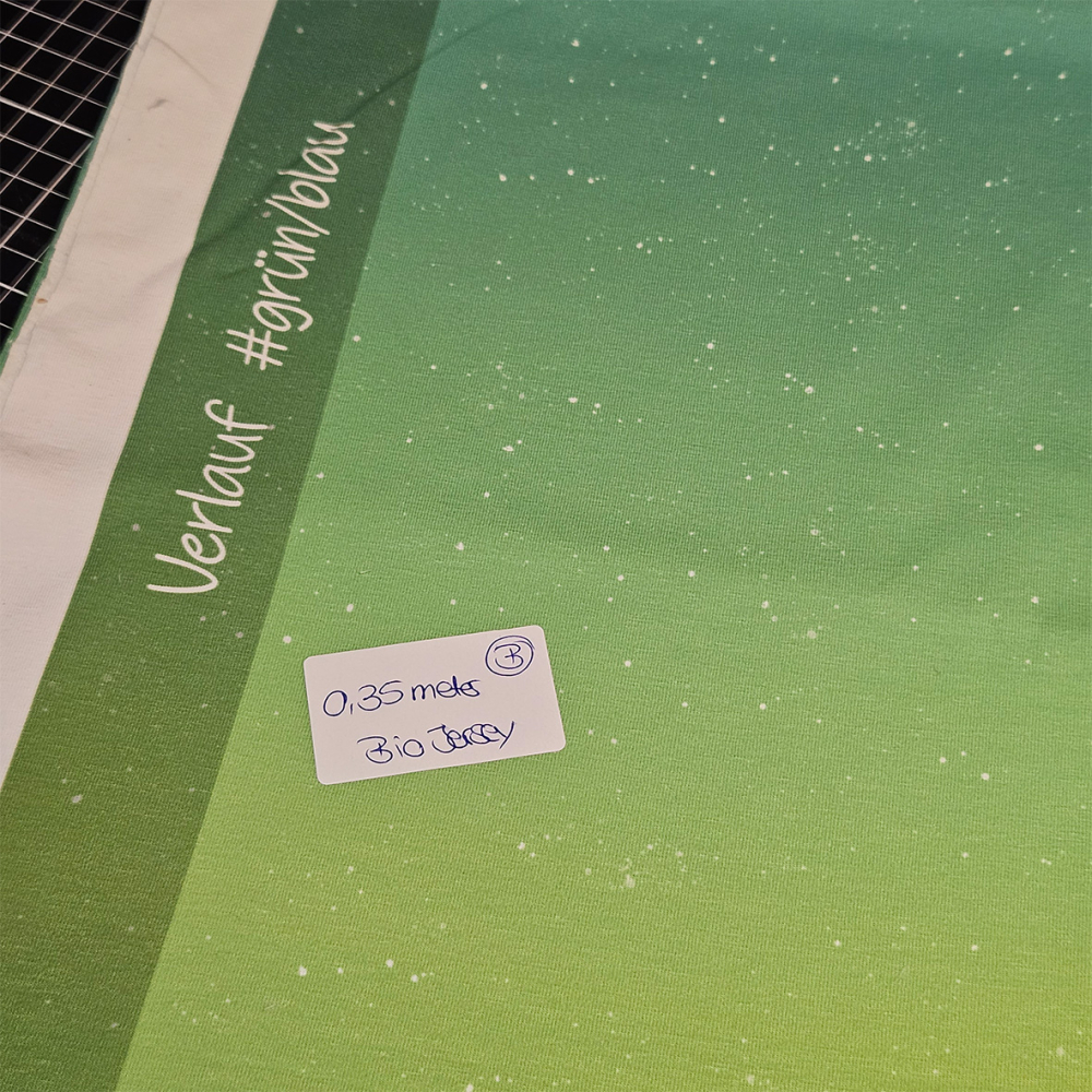 HS#96 - B-Ware 0,35 Meter Verlauf #grün/blau - Bio Jersey - statt 8 € -- NUR 5,60 €