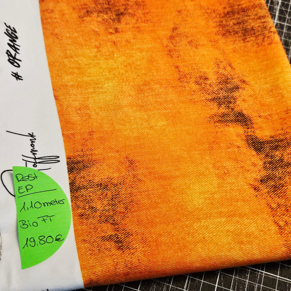 RestEP - 1,10 Meter Denim #orange - Bio French Terry - 19,80€