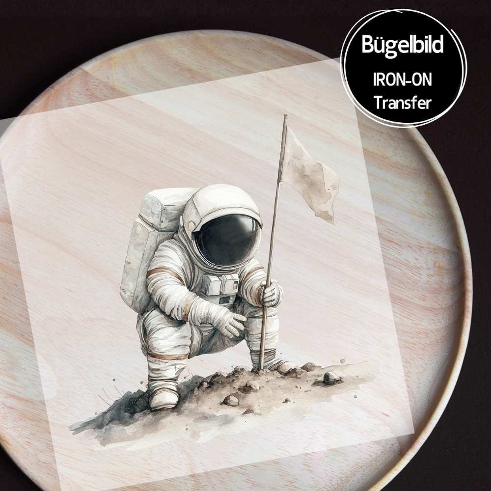 Bügelbild - " Astronaut Flagge #beige "