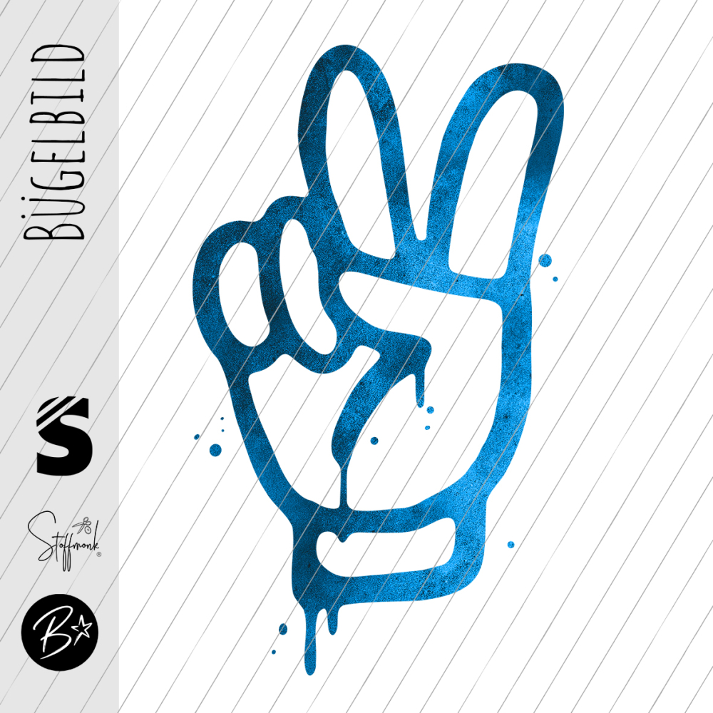 Bügelbild - " Cool Peasefinger - #Grunge BLAU "