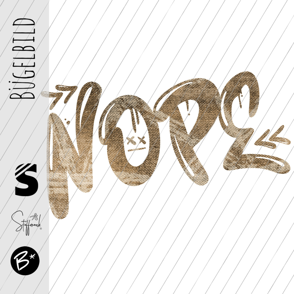 Bügelbild - " Nope " Strokes #ocker