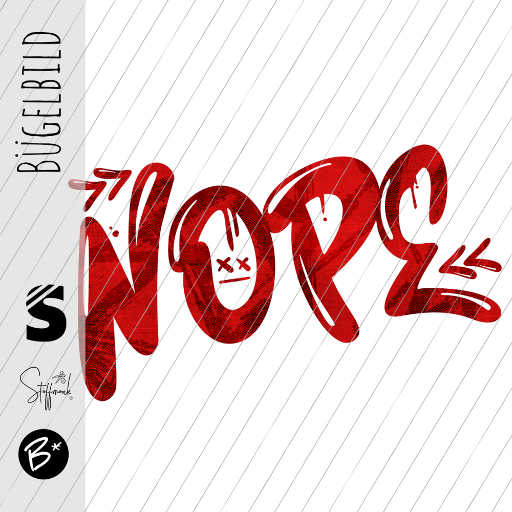 Bügelbild - " Nope " Strokes #rot