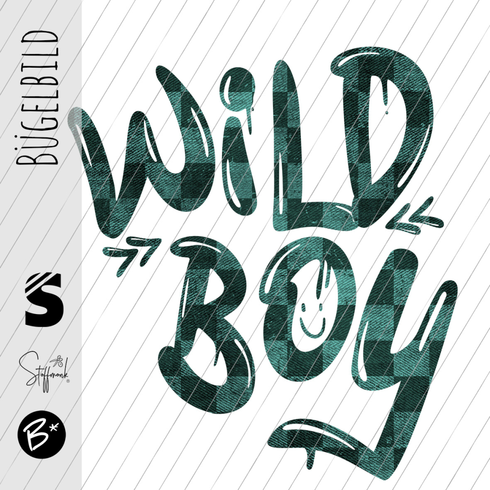Bügelbild - " Wild Boy " Karo #emerald