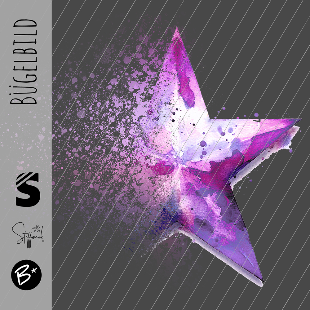 Bügelbild -  " Star zerstört # lila "
