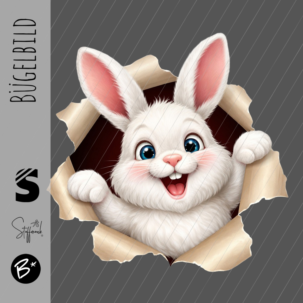 Bügelbild -  " Hase Guckloch Vorderansicht "