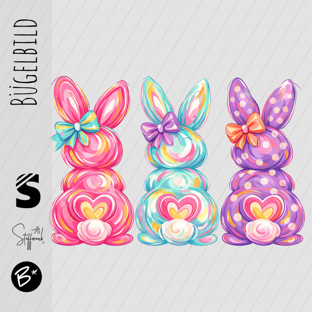 Bügelbild -  " Osterhasen 3x "