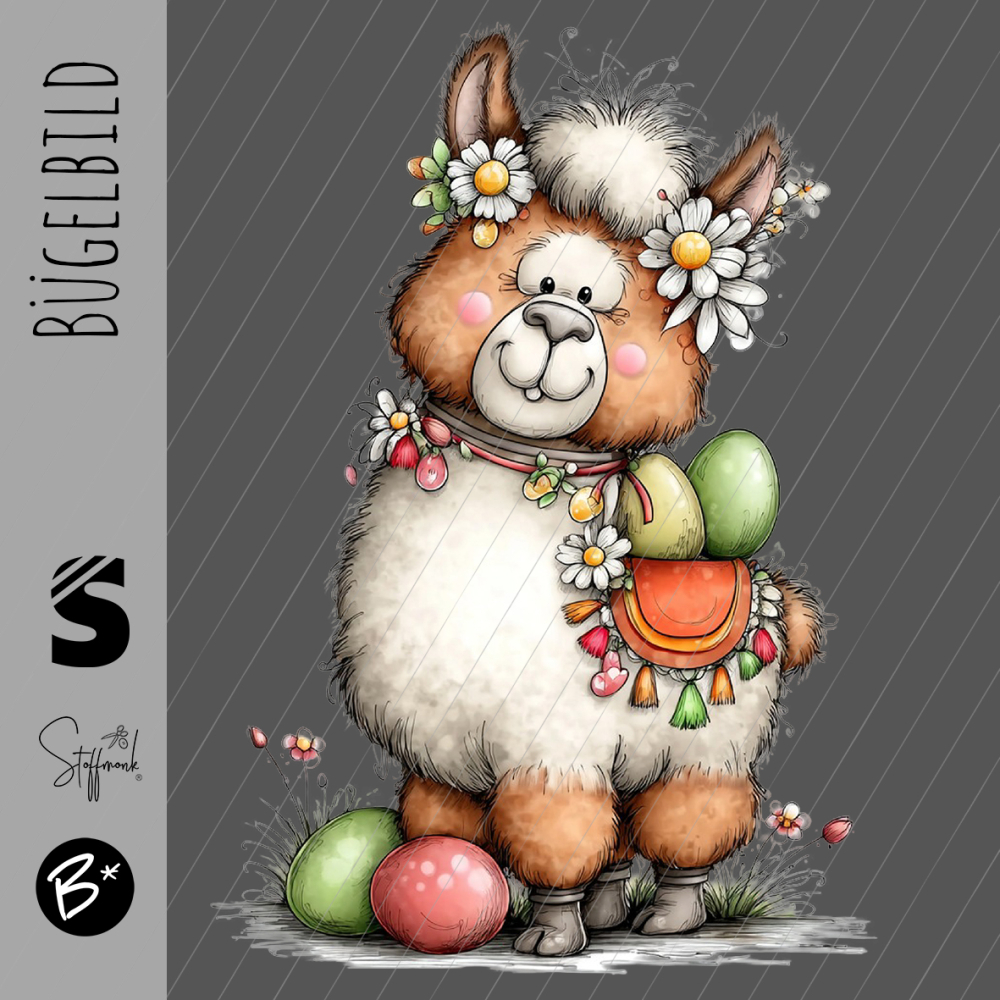 Bügelbild -  " Oster - Alpaka "