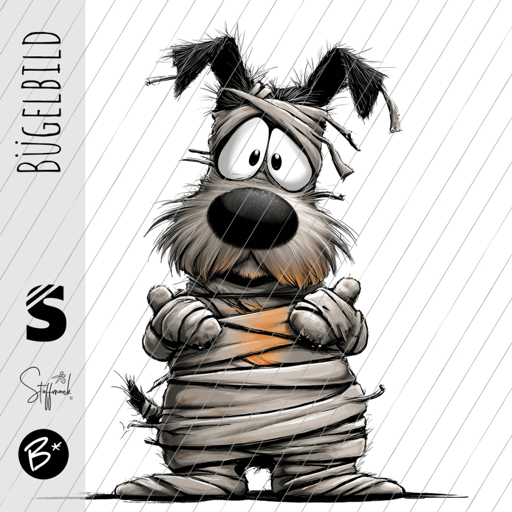 Bügelbild - H18 - " Hund Mumie stehend "