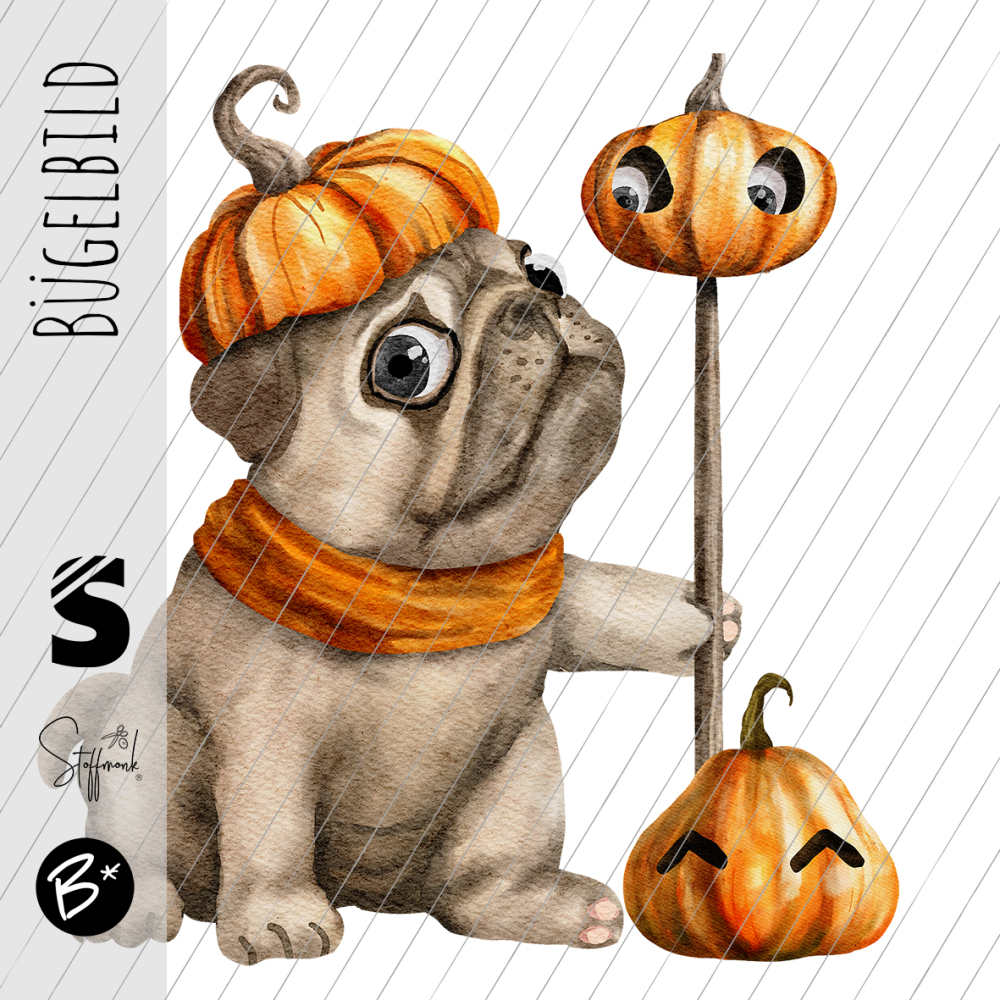Bügelbild - H84 - " Mops #orange "