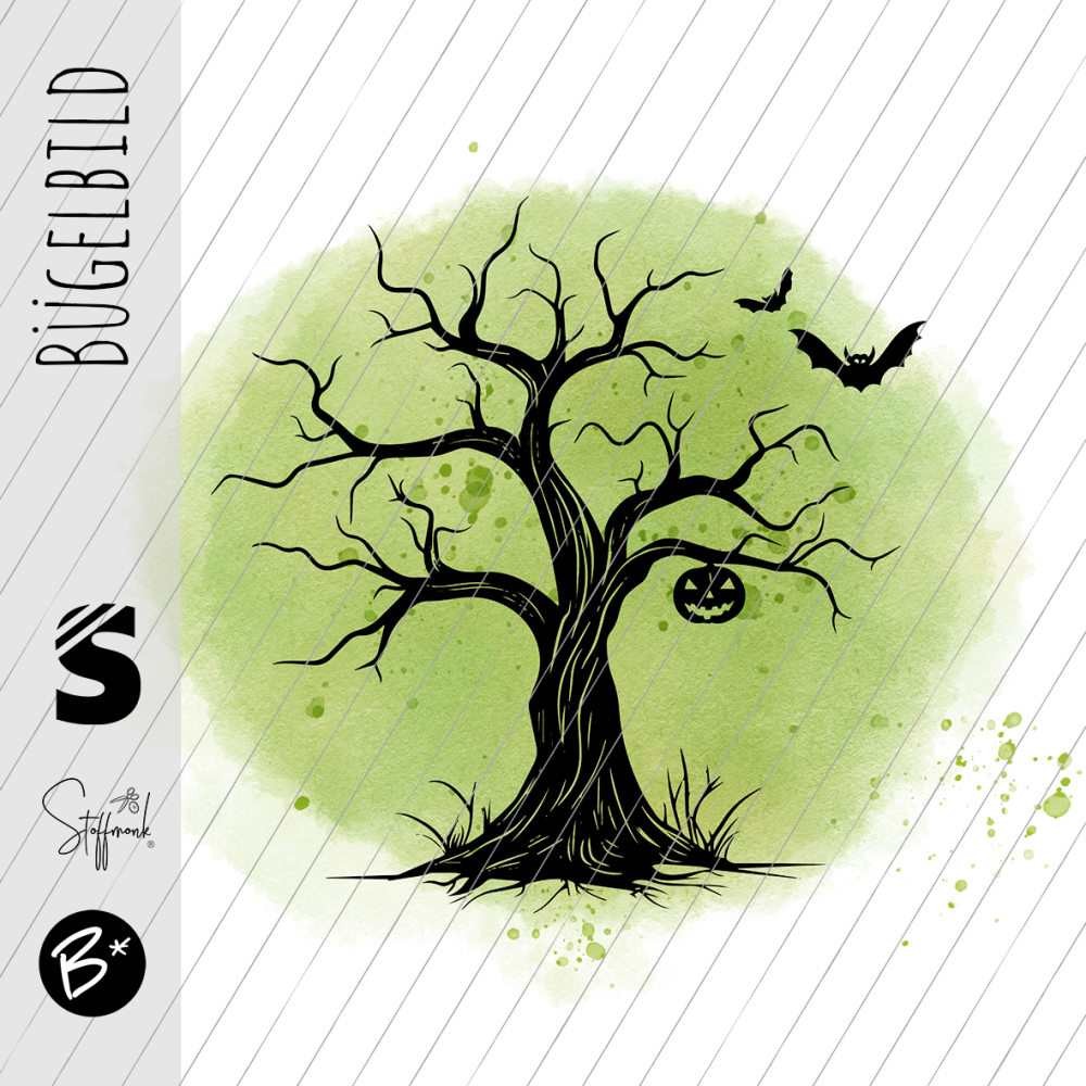 Bügelbild - H91 - " Baum Button #grün "