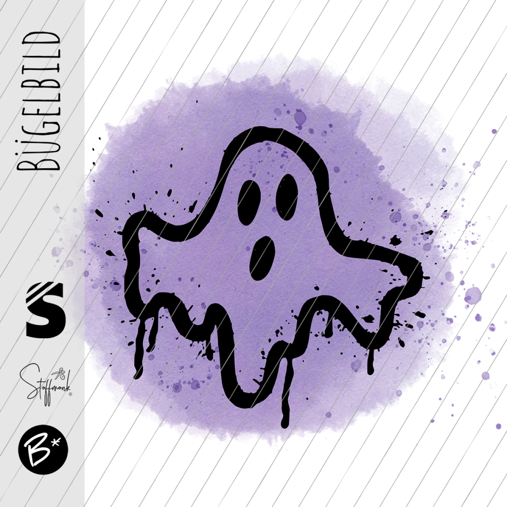Bügelbild - H94 - " Geist - Button #lila "