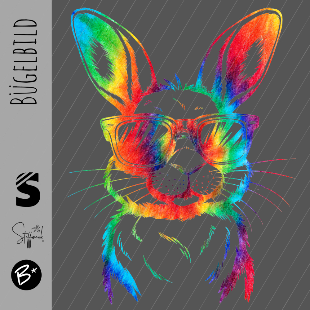 Bügelbild -  " Hase #regenbogenfarben "