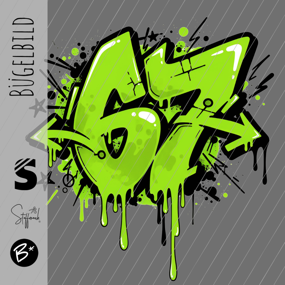 Bügelbild -  " Six Seven 67 # Limegreen "