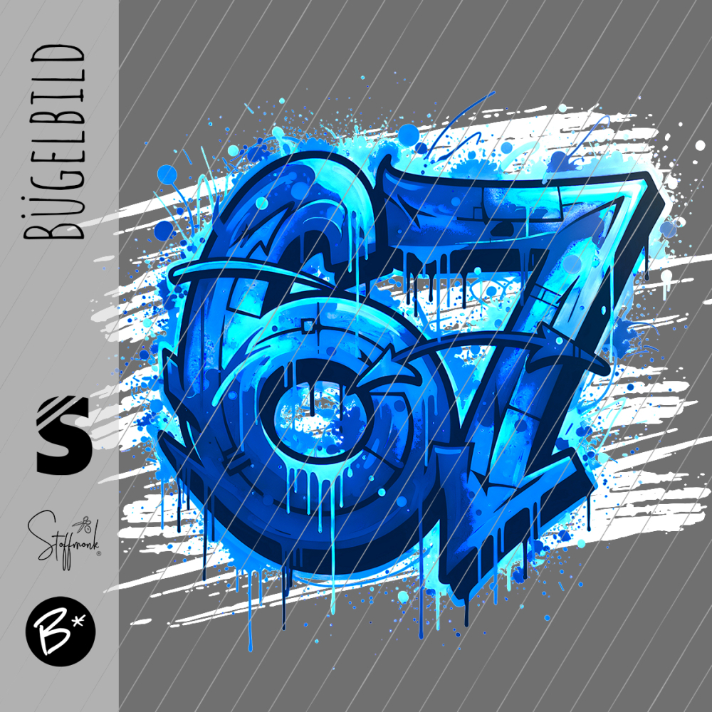 Bügelbild -  " Six Seven 67 #royalblau "