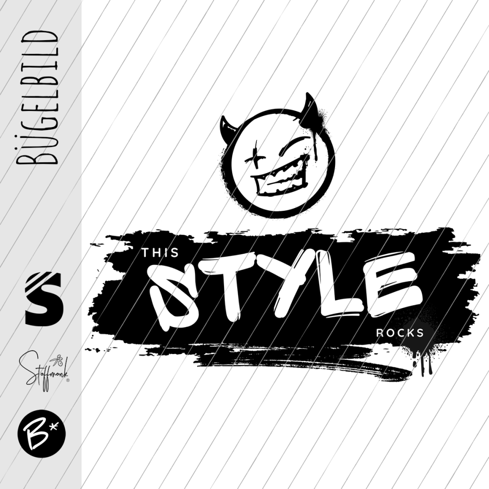 Bügelbild -  " THIS STYLE ROCKS " #schwarz