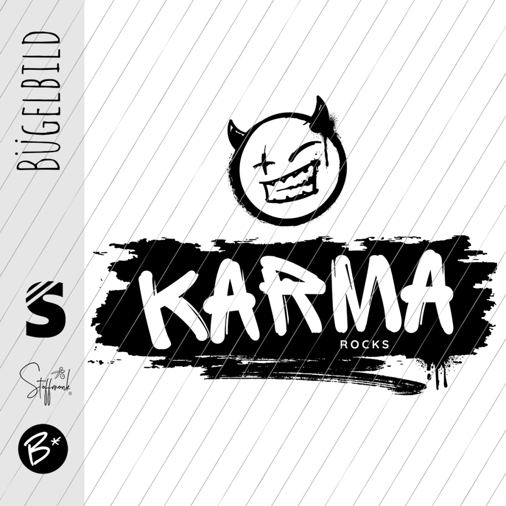 Bügelbild -  "KARMA ROCKS " #schwarz