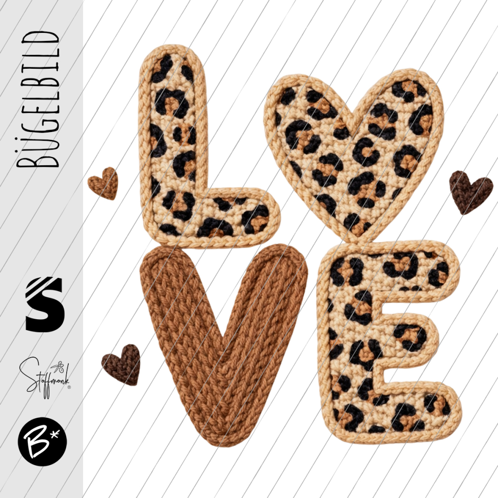 Bügelbild -  " Love - Knit Leo "