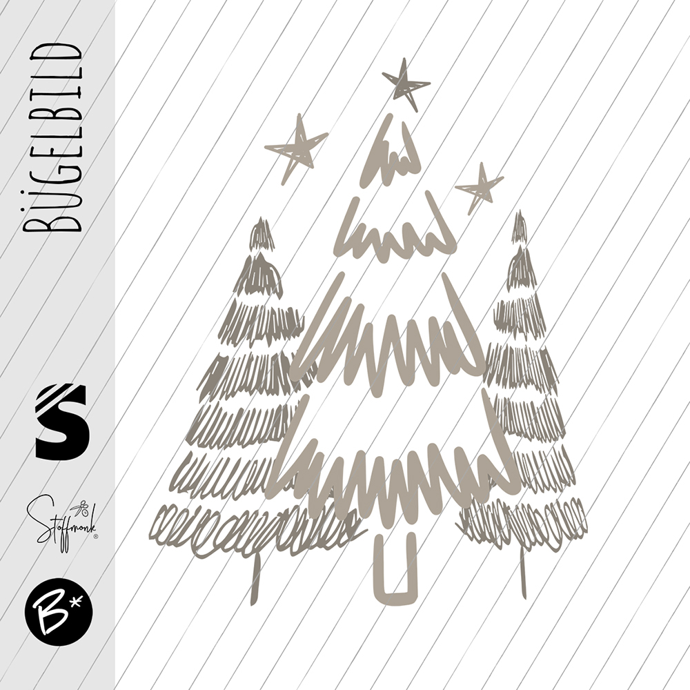 Bügelbild -  " Doodle Tannen #beige "