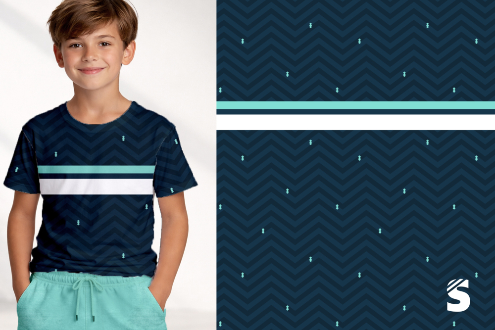 Block PANEL #dunkelblau/türkis/weiss - ca. 100x160cm - Bio Jersey