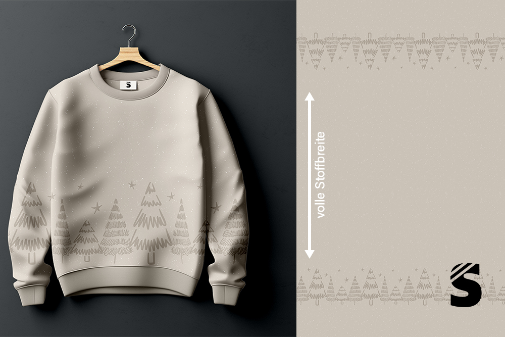 Bordüre - Doodle Tree #beige - Bio French Terry