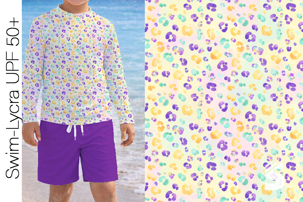 Swim-Lycra UPF 50+ / Bade/Sport Funktionsjersey -  " Leo #lila/gelb "