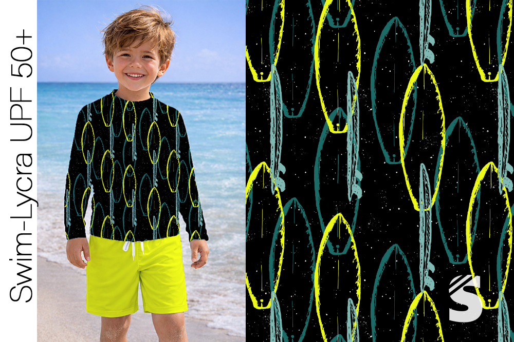 Swim-Lycra UPF 50+ / Bade/Sport Funktionsjersey -  " Surfbrett #schwarz "