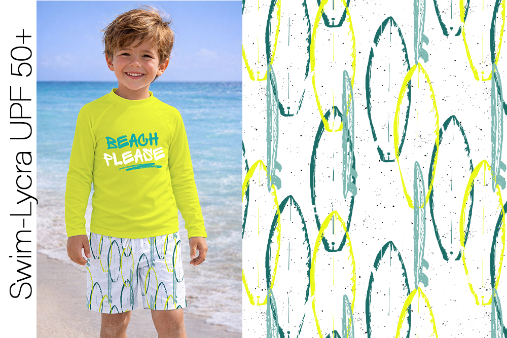 Swim-Lycra UPF 50+ / Bade/Sport Funktionsjersey -  " Surfbrett #weiss "