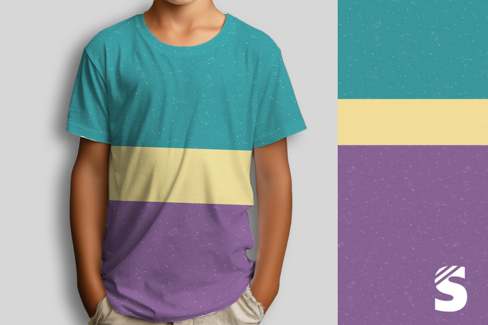 Block Panel  #Türkis/Lemon/Purple  - Bio Jersey (Höhe ca. 1 Meter)