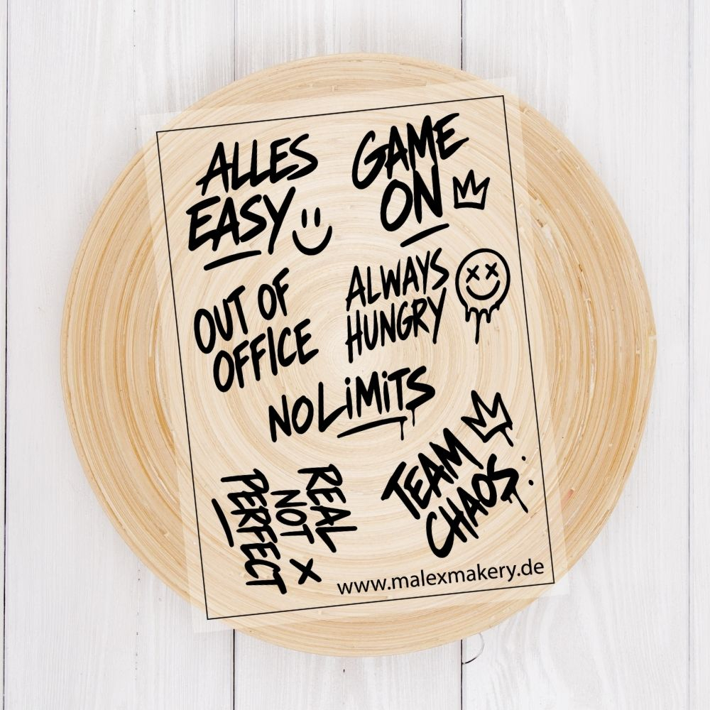 Bügelbild - SET A6   " Sprüche #5 "