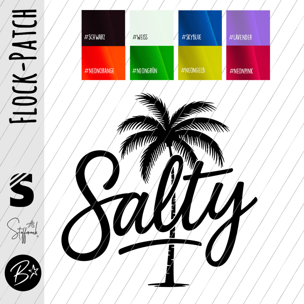 Flock-Patch / Iron on - " Salty Palme " - Wunschfarbe & Größe