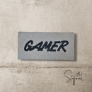 Label  " GAMER " -  ca. 3 cm x 6 cm hoch - Kunstleder ++ Farbauswahl ++