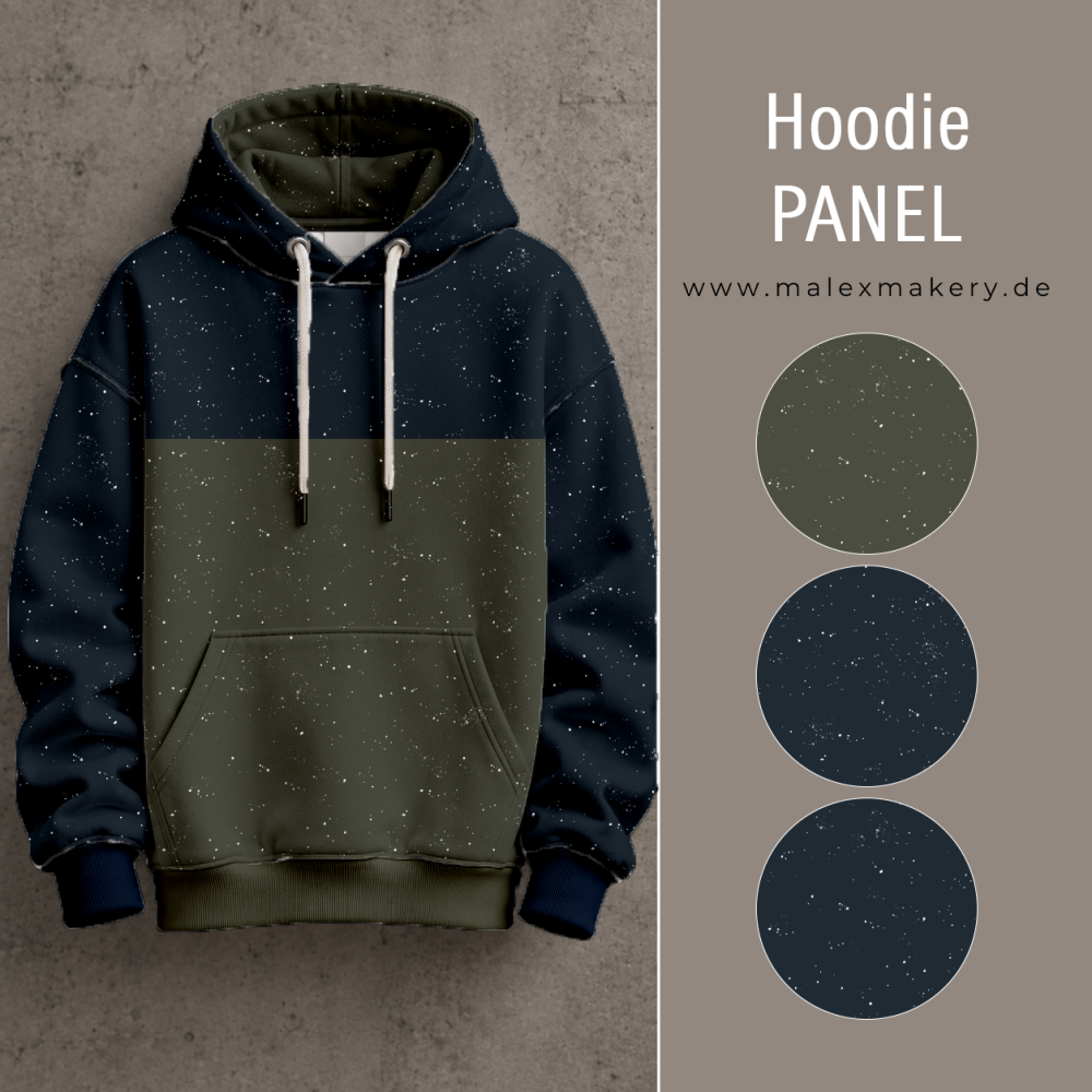 Hoodie-Panel #Dunkelblau/Oliv - ca. 180cm x 180cm  - French Terry